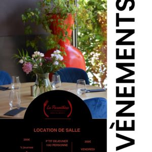 Organisez vos événements à La Parenthèse !