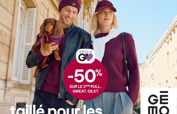 -50% sur le 2ème pull, sweat ou gilet chez Gémo
